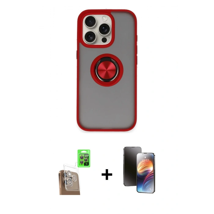 MARSİLYAN™- iPhone 16 Pro Max Kılıf Yörünge Çizgi - Siyah 3D Antistatik Mat Seramik Nano Ekran Koruyucu + Raze Metal Kamera Lens - CLTM