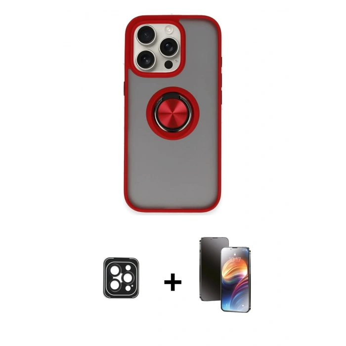 MARSİLYAN™- iPhone 16 Pro Max Kılıf Yörünge Çizgi - Siyah 3D Antistatik Mat Seramik Nano Ekran Koruyucu + PVD Metal Kamera Lens - SH