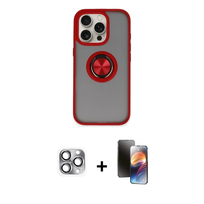 MARSİLYAN™- iPhone 16 Pro Max Kılıf Yörünge Çizgi - Siyah 3D Antistatik Mat Seramik Nano Ekran Koruyucu + Pers Alüminyum Kamera Lens - GI