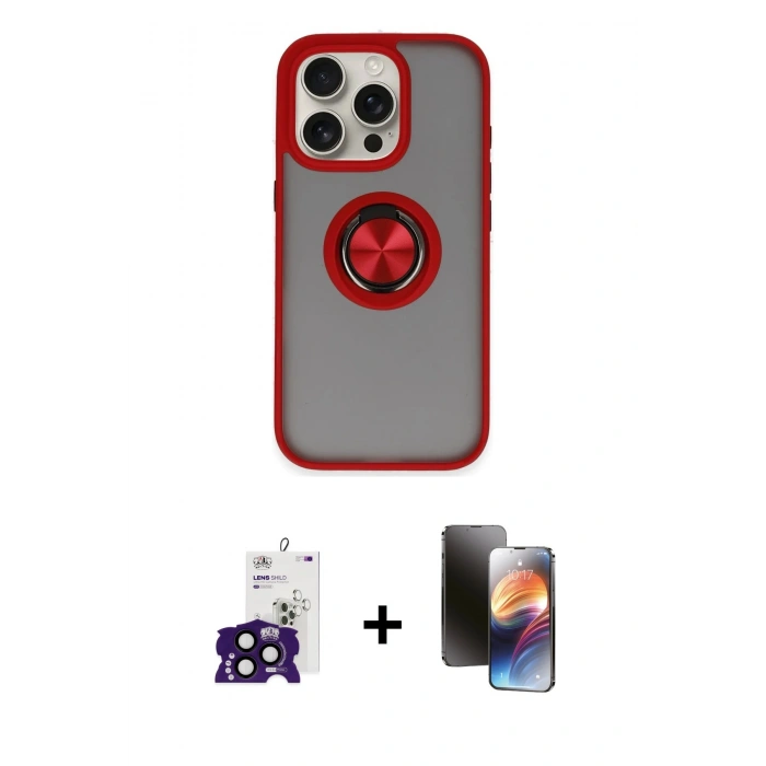 MARSİLYAN™- iPhone 16 Pro Max Kılıf Yörünge Çizgi - Siyah 3D Antistatik Mat Seramik Nano Ekran Koruyucu + Bilvis Titan Kamera Lens - SH