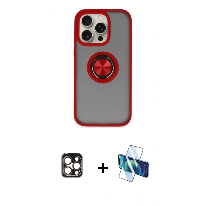 MARSİLYAN™- iPhone 16 Pro Max Kılıf Yörünge Çizgi - Siyah 3D Antistatik Seramik Nano Ekran Koruyucu + PVD Metal Kamera Lens - GD