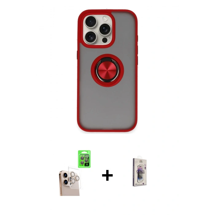 MARSİLYAN™- iPhone 16 Pro Max Kılıf Yörünge Çizgi - Siyah Bilvis 3D Cam Ekran Koruyucu + Raze Metal Kamera Lens - NLGY