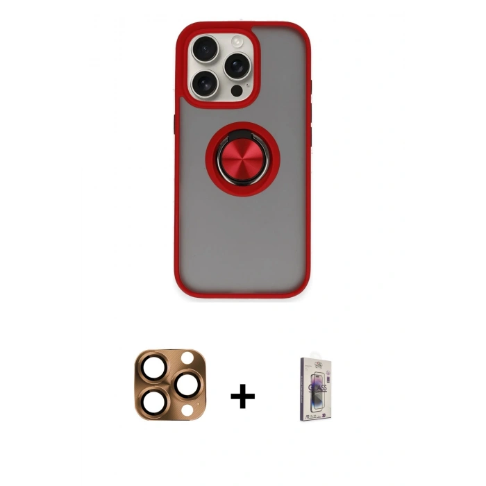 MARSİLYAN™- iPhone 16 Pro Max Kılıf Yörünge Çizgi - Siyah Bilvis 3D Cam Ekran Koruyucu + Pers Alüminyum Kamera Lens - CLTM