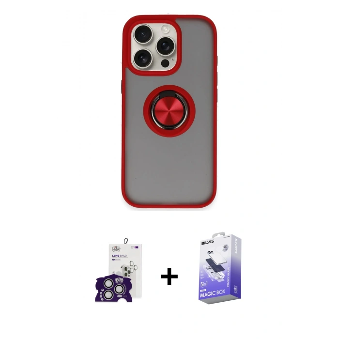 MARSİLYAN™- iPhone 16 Pro Max Kılıf Yörünge Çizgi - Siyah Bilvis 5in1 5D Magic Hayalet Cam Ekran Koruyucu + Bilvis Titan Kamera Lens - GS