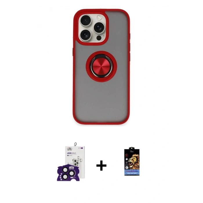 MARSİLYAN™- iPhone 16 Pro Max Kılıf Yörünge Çizgi - Siyah Buffer Hayalet Cam Ekran Koruyucu + Bilvis Titan Kamera Lens - SH