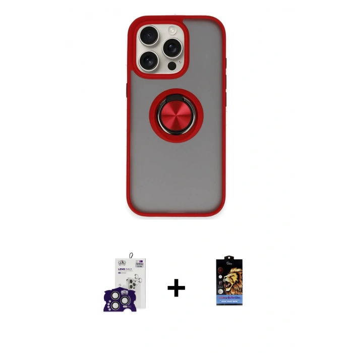MARSİLYAN™- iPhone 16 Pro Max Kılıf Yörünge Çizgi - Siyah Buffer Hayalet Cam Ekran Koruyucu + Bilvis Titan Kamera Lens - TMGI