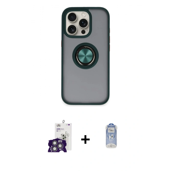 MARSİLYAN™- iPhone 16 Pro Max Kılıf Yörünge Çizgi - Siyah Joko Magic 5D Cam + Bilvis Titan Kamera Lens - GS
