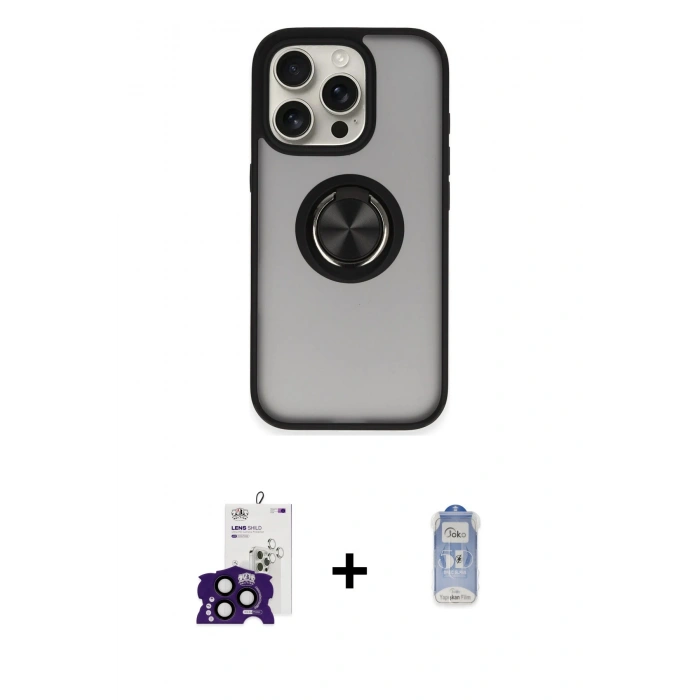 MARSİLYAN™- iPhone 16 Pro Max Kılıf Yörünge Çizgi - Siyah Joko Magic 5D Cam + Bilvis Titan Kamera Lens - SH