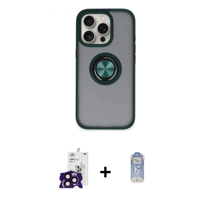MARSİLYAN™- iPhone 16 Pro Max Kılıf Yörünge Çizgi - Siyah Joko Magic 5D Cam + Bilvis Titan Kamera Lens - SH