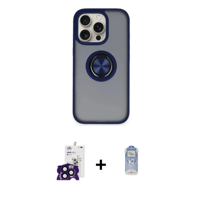 MARSİLYAN™- iPhone 16 Pro Max Kılıf Yörünge Çizgi - Siyah Joko Magic 5D Cam + Bilvis Titan Kamera Lens - SH