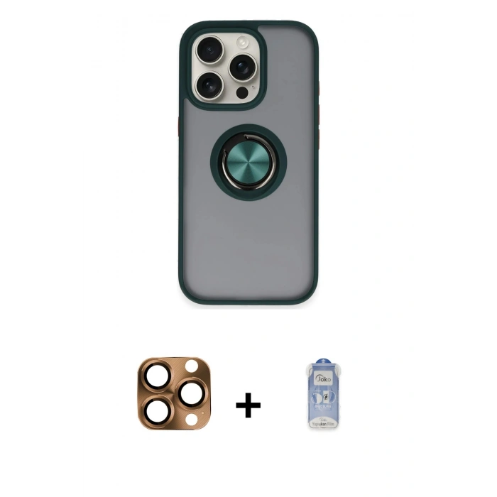 MARSİLYAN™- iPhone 16 Pro Max Kılıf Yörünge Çizgi - Siyah Joko Magic 5D Cam + Pers Alüminyum Kamera Lens - CLTM