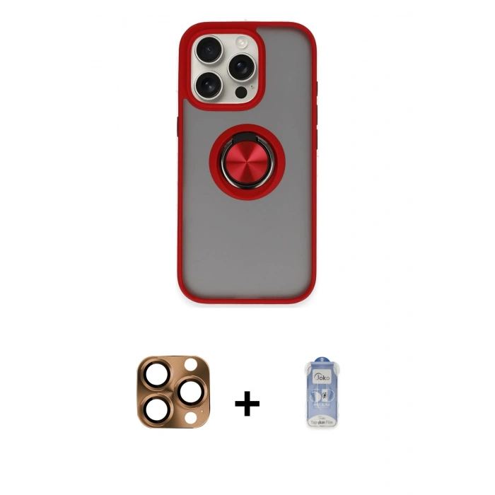 MARSİLYAN™- iPhone 16 Pro Max Kılıf Yörünge Çizgi - Siyah Joko Magic 5D Cam + Pers Alüminyum Kamera Lens - CLTM