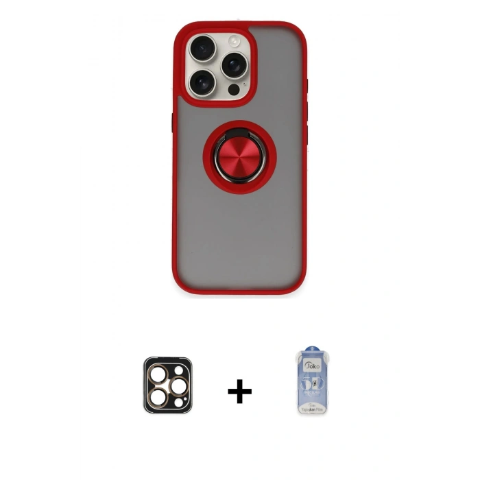 MARSİLYAN™- iPhone 16 Pro Max Kılıf Yörünge Çizgi - Siyah Joko Magic 5D Cam + PVD Metal Kamera Lens - GD