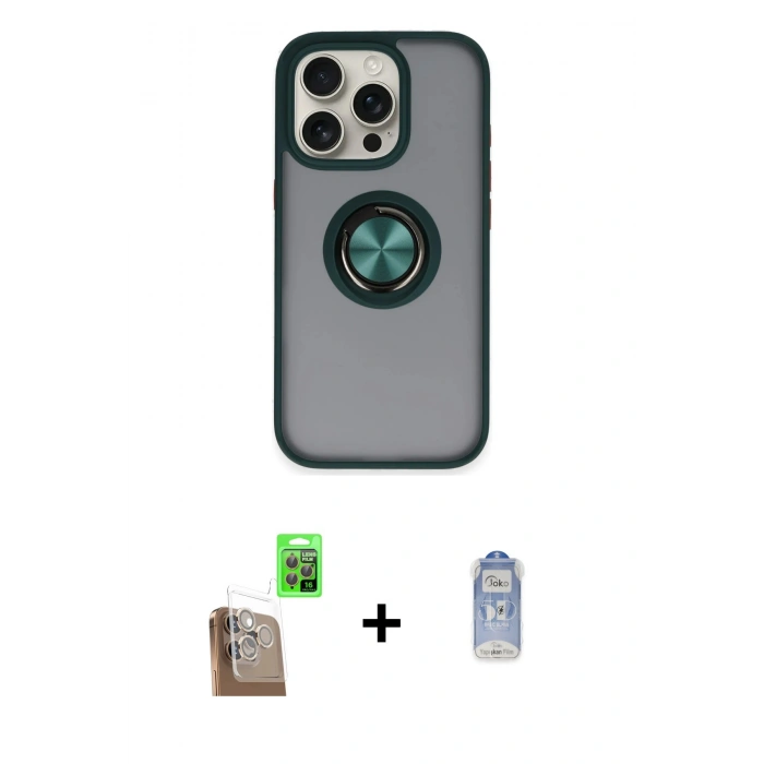 MARSİLYAN™- iPhone 16 Pro Max Kılıf Yörünge Çizgi - Siyah Joko Magic 5D Cam + Raze Metal Kamera Lens - CLTM
