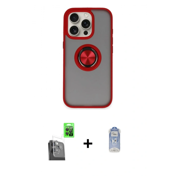 MARSİLYAN™- iPhone 16 Pro Max Kılıf Yörünge Çizgi - Siyah Joko Magic 5D Cam + Raze Metal Kamera Lens - SH