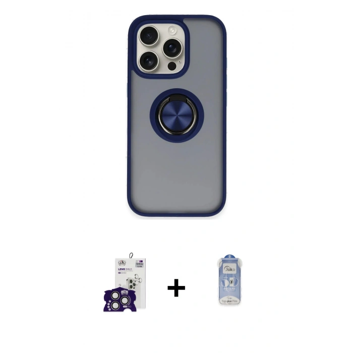 MARSİLYAN™- iPhone 16 Pro Max Kılıf Yörünge Çizgi - Siyah Joko Magic 5D Cam + Bilvis Titan Kamera Lens - TMGI