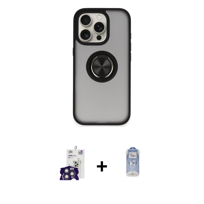 MARSİLYAN™- iPhone 16 Pro Max Kılıf Yörünge Çizgi - Siyah Joko Magic 5D Cam + Bilvis Titan Kamera Lens - TMGI
