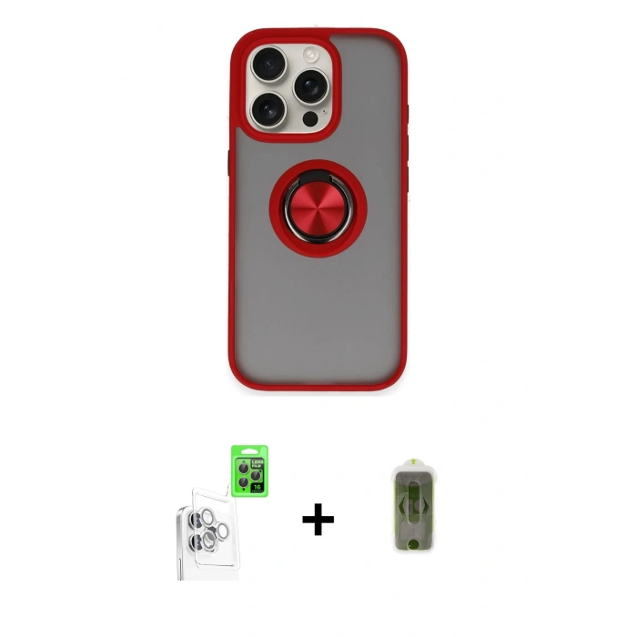 MARSİLYAN™- iPhone 16 Pro Max Kılıf Yörünge Çizgi - Siyah Joko Magic 5D Hayalet Cam + Raze Metal Kamera Lens - BZ