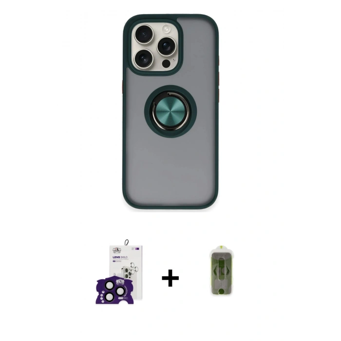 MARSİLYAN™- iPhone 16 Pro Max Kılıf Yörünge Çizgi - Siyah Joko Magic 5D Hayalet Cam + Bilvis Titan Kamera Lens - SH