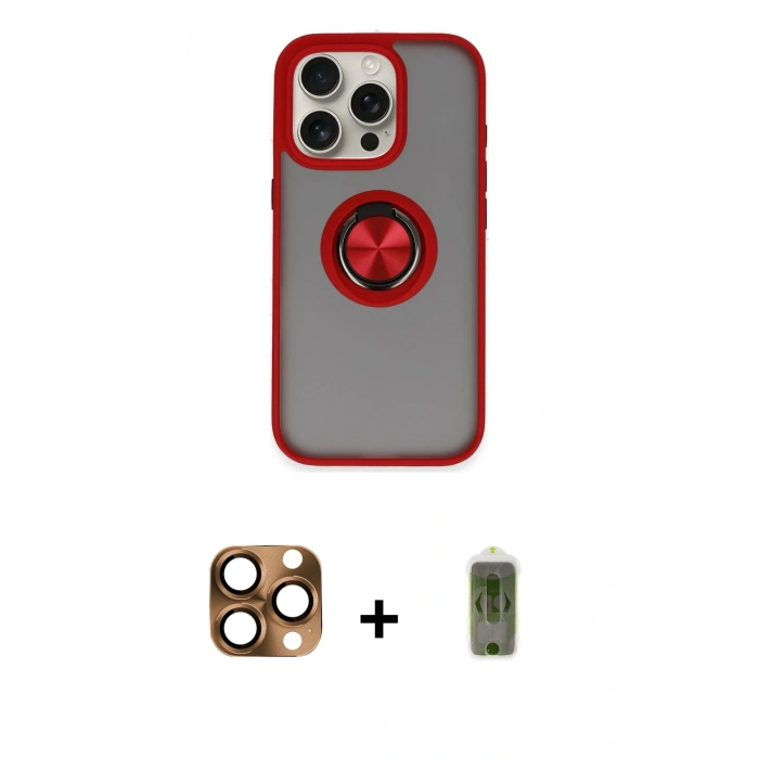 MARSİLYAN™- iPhone 16 Pro Max Kılıf Yörünge Çizgi - Siyah Joko Magic 5D Hayalet Cam + Pers Alüminyum Kamera Lens - CLTM