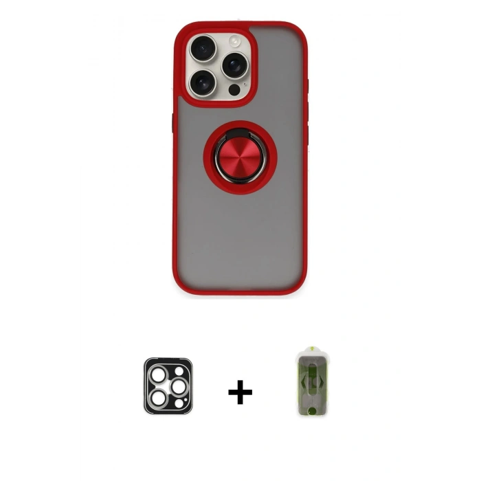 MARSİLYAN™- iPhone 16 Pro Max Kılıf Yörünge Çizgi - Siyah Joko Magic 5D Hayalet Cam + PVD Metal Kamera Lens - GS