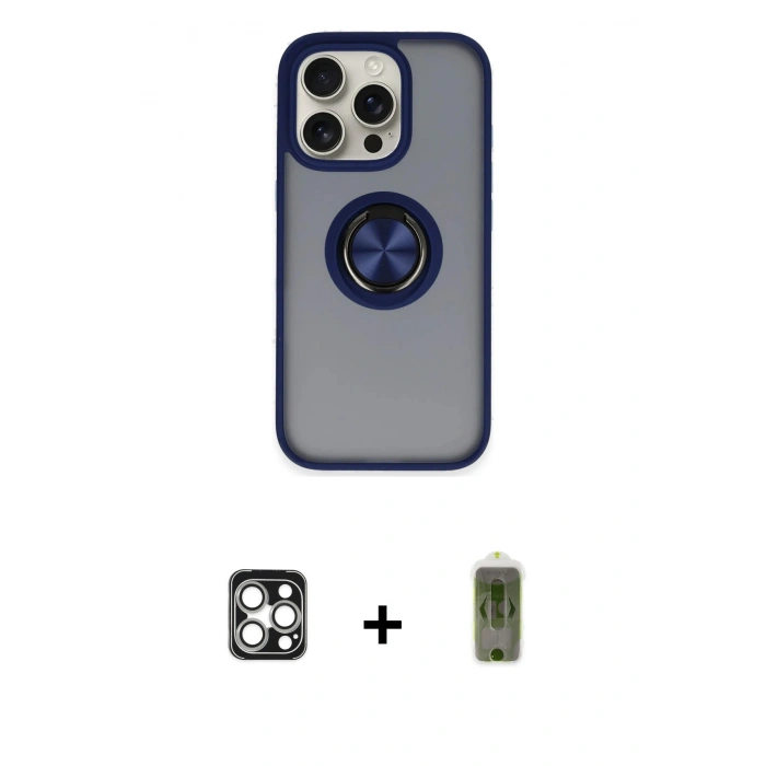 MARSİLYAN™- iPhone 16 Pro Max Kılıf Yörünge Çizgi - Siyah Joko Magic 5D Hayalet Cam + PVD Metal Kamera Lens - GS