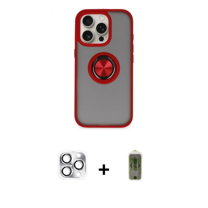 MARSİLYAN™- iPhone 16 Pro Max Kılıf Yörünge Çizgi - Siyah Joko Magic 5D Hayalet Cam + Pers Alüminyum Kamera Lens - GS