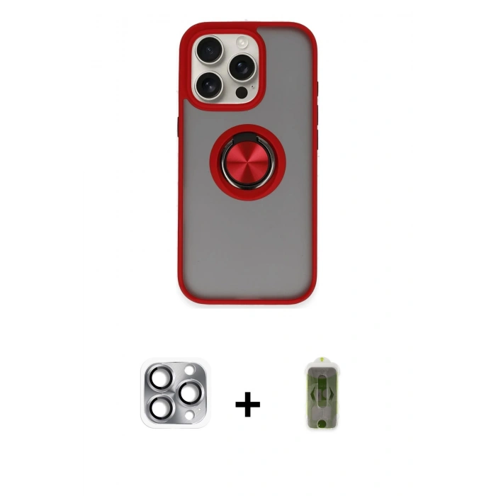 MARSİLYAN™- iPhone 16 Pro Max Kılıf Yörünge Çizgi - Siyah Joko Magic 5D Hayalet Cam + Pers Alüminyum Kamera Lens - GI