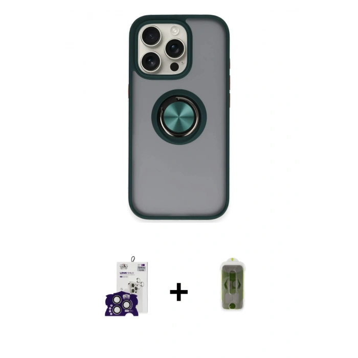 MARSİLYAN™- iPhone 16 Pro Max Kılıf Yörünge Çizgi - Siyah Joko Magic 5D Hayalet Cam + Bilvis Titan Kamera Lens - TMGI