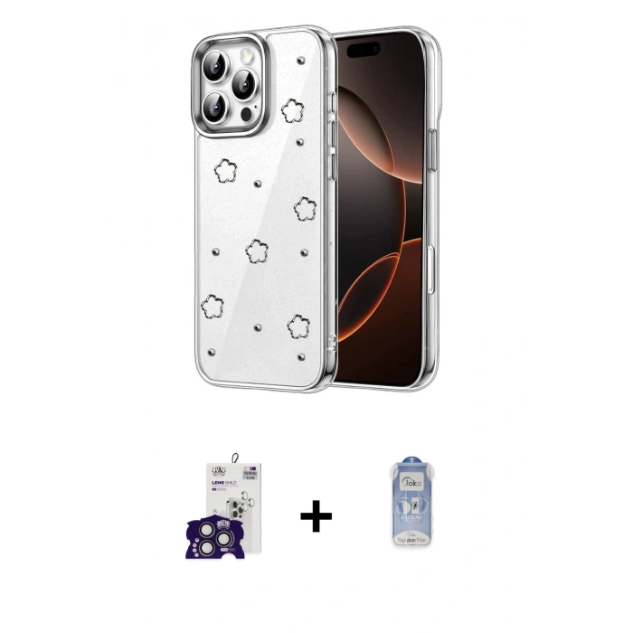 MARSİLYAN™- iPhone 16 Pro Max Kılıf Yörünge Form - Siyah Joko Magic 5D Cam + Bilvis Titan Kamera Lens - TMGI