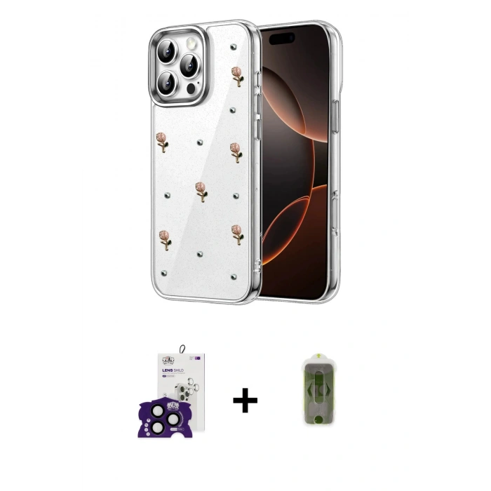 MARSİLYAN™- iPhone 16 Pro Max Kılıf Yörünge Form - Siyah Joko Magic 5D Hayalet Cam + Bilvis Titan Kamera Lens - SH