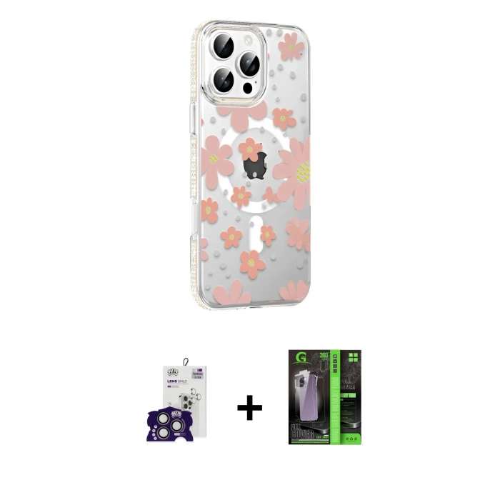 MARSİLYAN™- iPhone 16 Pro Max Kılıf Yörünge Işık Prime - Şeffaf 360 Full Body Arka Koruyucu + Bilvis Titan Kamera Lens - TMGI