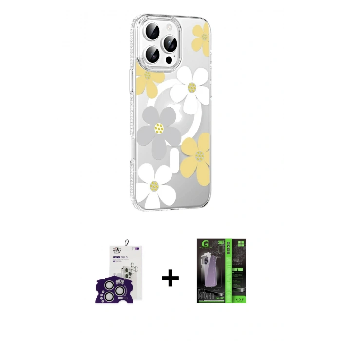 MARSİLYAN™- iPhone 16 Pro Max Kılıf Yörünge Işık Prime - Şeffaf 360 Full Body Arka Koruyucu + Bilvis Titan Kamera Lens - GS