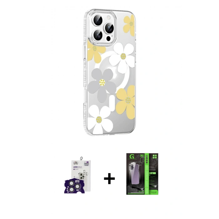 MARSİLYAN™- iPhone 16 Pro Max Kılıf Yörünge Işık Prime - Şeffaf 360 Full Body Arka Koruyucu + Bilvis Titan Kamera Lens - TMGI