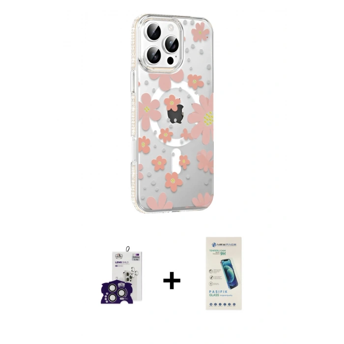 MARSİLYAN™- iPhone 16 Pro Max Kılıf Yörünge Işık Prime - Şeffaf Pasifik Cam Ekran Koruyucu + Bilvis Titan Kamera Lens - TMGI