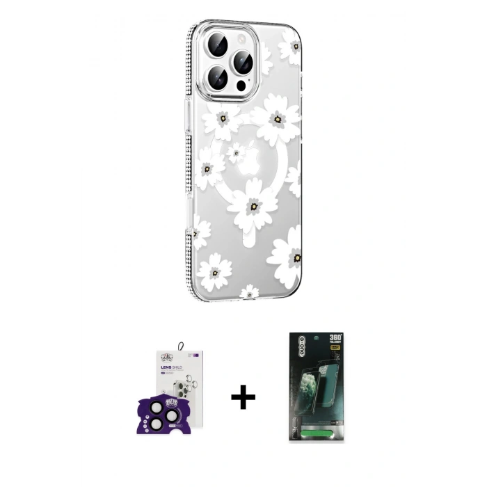 MARSİLYAN™- iPhone 16 Pro Max Kılıf Yörünge Işık Prime - Siyah 360 Mat Full Body Arka Koruyucu + Bilvis Titan Kamera Lens - SH