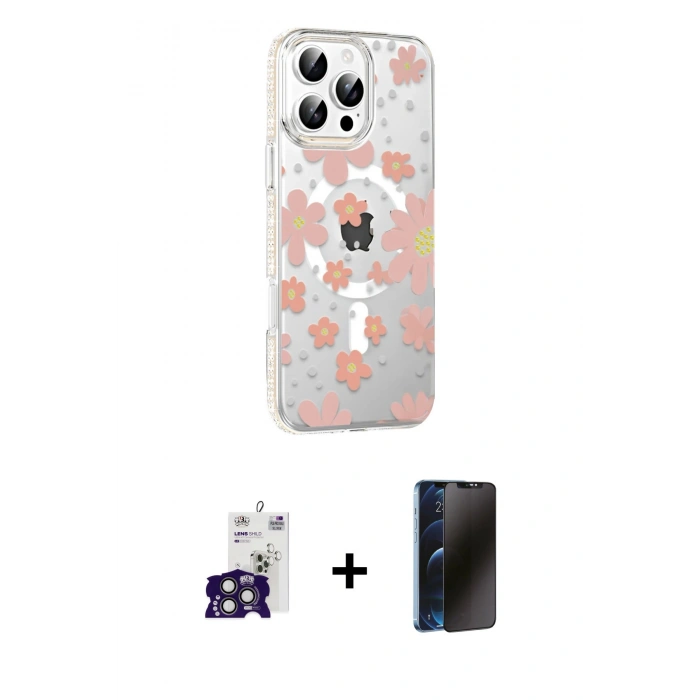 MARSİLYAN™- iPhone 16 Pro Max Kılıf Yörünge Işık Prime - Siyah 3D Antistatik Hayalet Cam Ekran Koruyucu + Bilvis Titan Kamera Lens - TMGI