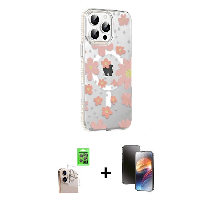 MARSİLYAN™- iPhone 16 Pro Max Kılıf Yörünge Işık Prime - Siyah 3D Antistatik Mat Seramik Nano Ekran Koruyucu + Raze Metal Kamera Lens - NLGY