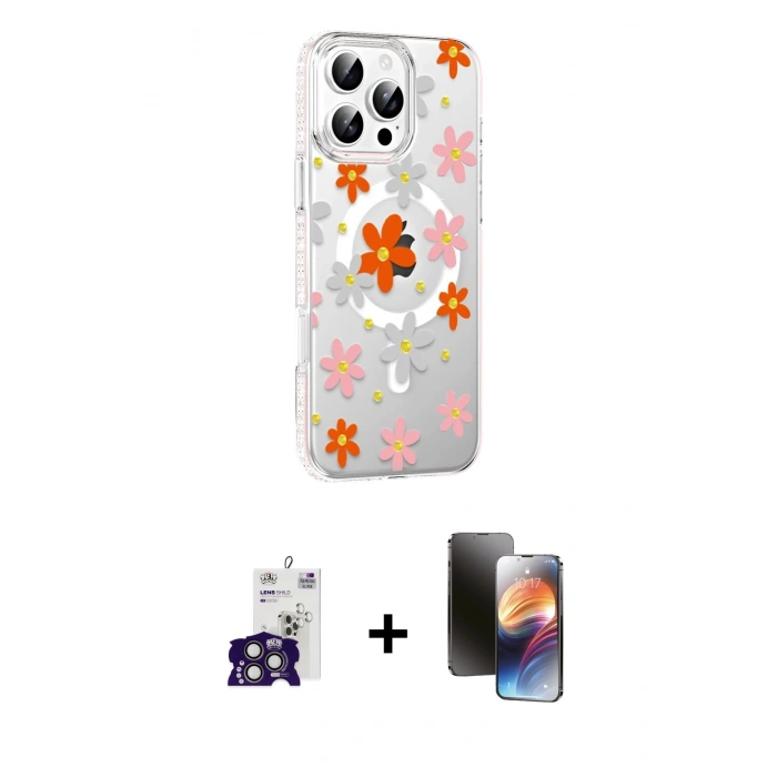 MARSİLYAN™- iPhone 16 Pro Max Kılıf Yörünge Işık Prime - Siyah 3D Antistatik Mat Seramik Nano Ekran Koruyucu + Bilvis Titan Kamera Lens - TMGI