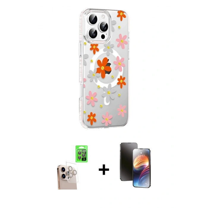 MARSİLYAN™- iPhone 16 Pro Max Kılıf Yörünge Işık Prime - Siyah 3D Antistatik Mat Seramik Nano Ekran Koruyucu + Raze Metal Kamera Lens - NLGY