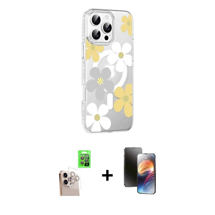 MARSİLYAN™- iPhone 16 Pro Max Kılıf Yörünge Işık Prime - Siyah 3D Antistatik Mat Seramik Nano Ekran Koruyucu + Raze Metal Kamera Lens - NLGY