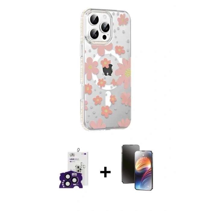 MARSİLYAN™- iPhone 16 Pro Max Kılıf Yörünge Işık Prime - Siyah 3D Antistatik Mat Seramik Nano Ekran Koruyucu + Bilvis Titan Kamera Lens - SH