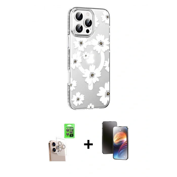 MARSİLYAN™- iPhone 16 Pro Max Kılıf Yörünge Işık Prime - Siyah 3D Antistatik Mat Seramik Nano Ekran Koruyucu + Raze Metal Kamera Lens - NLGY