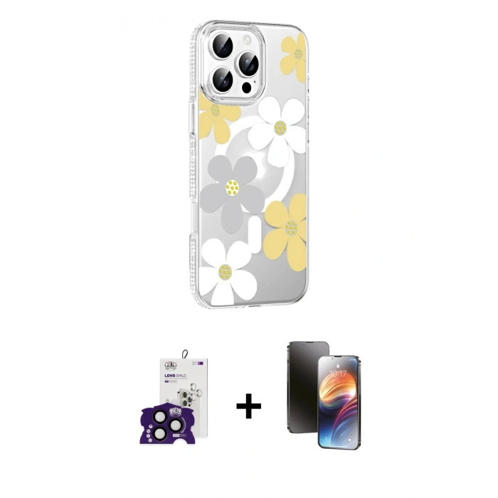 MARSİLYAN™- iPhone 16 Pro Max Kılıf Yörünge Işık Prime - Siyah 3D Antistatik Mat Seramik Nano Ekran Koruyucu + Bilvis Titan Kamera Lens - SH