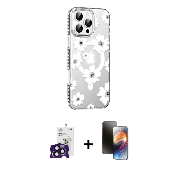 MARSİLYAN™- iPhone 16 Pro Max Kılıf Yörünge Işık Prime - Siyah 3D Antistatik Mat Seramik Nano Ekran Koruyucu + Bilvis Titan Kamera Lens - SH