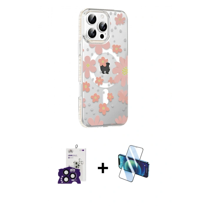 MARSİLYAN™- iPhone 16 Pro Max Kılıf Yörünge Işık Prime - Siyah 3D Antistatik Seramik Nano Ekran Koruyucu + Bilvis Titan Kamera Lens - SH