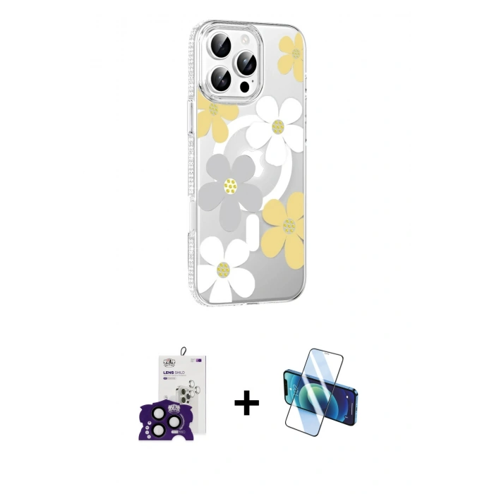 MARSİLYAN™- iPhone 16 Pro Max Kılıf Yörünge Işık Prime - Siyah 3D Antistatik Seramik Nano Ekran Koruyucu + Bilvis Titan Kamera Lens - SH