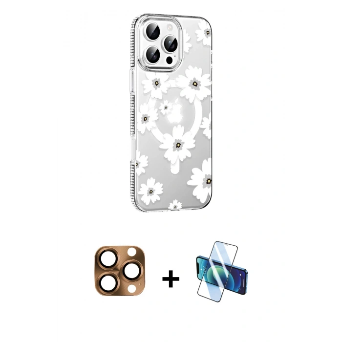 MARSİLYAN™- iPhone 16 Pro Max Kılıf Yörünge Işık Prime - Siyah 3D Antistatik Seramik Nano Ekran Koruyucu + Pers Alüminyum Kamera Lens - CLTM