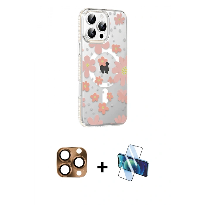 MARSİLYAN™- iPhone 16 Pro Max Kılıf Yörünge Işık Prime - Siyah 3D Antistatik Seramik Nano Ekran Koruyucu + Pers Alüminyum Kamera Lens - CLTM