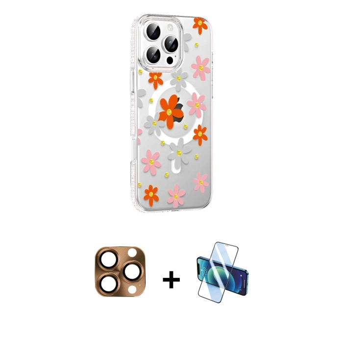 MARSİLYAN™- iPhone 16 Pro Max Kılıf Yörünge Işık Prime - Siyah 3D Antistatik Seramik Nano Ekran Koruyucu + Pers Alüminyum Kamera Lens - CLTM